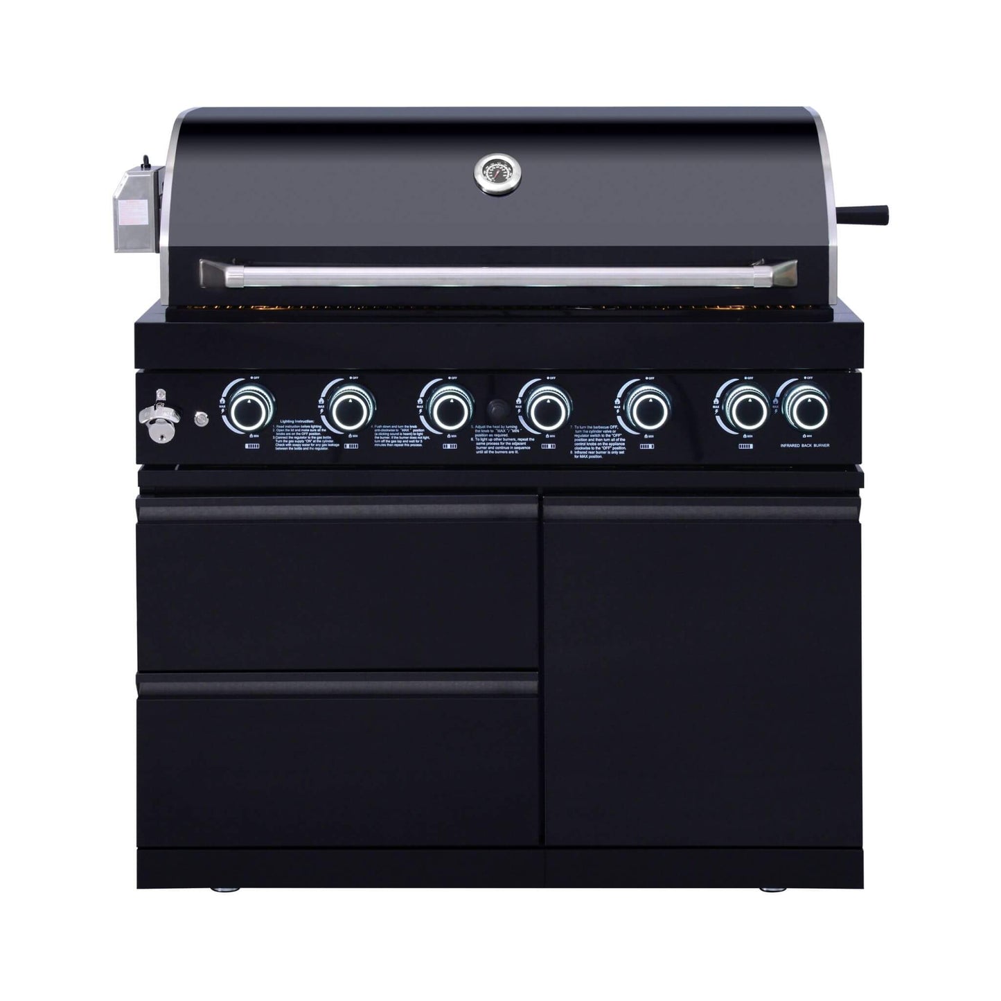Castelle Flame Summit 6-Burner 85000 BTU BBQ Island with Sink and Fridge