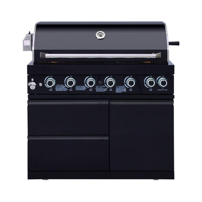 Castelle Flame Summit 6-Burner 85000 BTU BBQ Island with Sink and Fridge