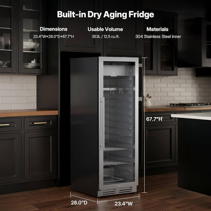 Commercial 12.5 Cu.Ft Dry Aging Fridge for Steaks, Beef, Lamb, and Ham