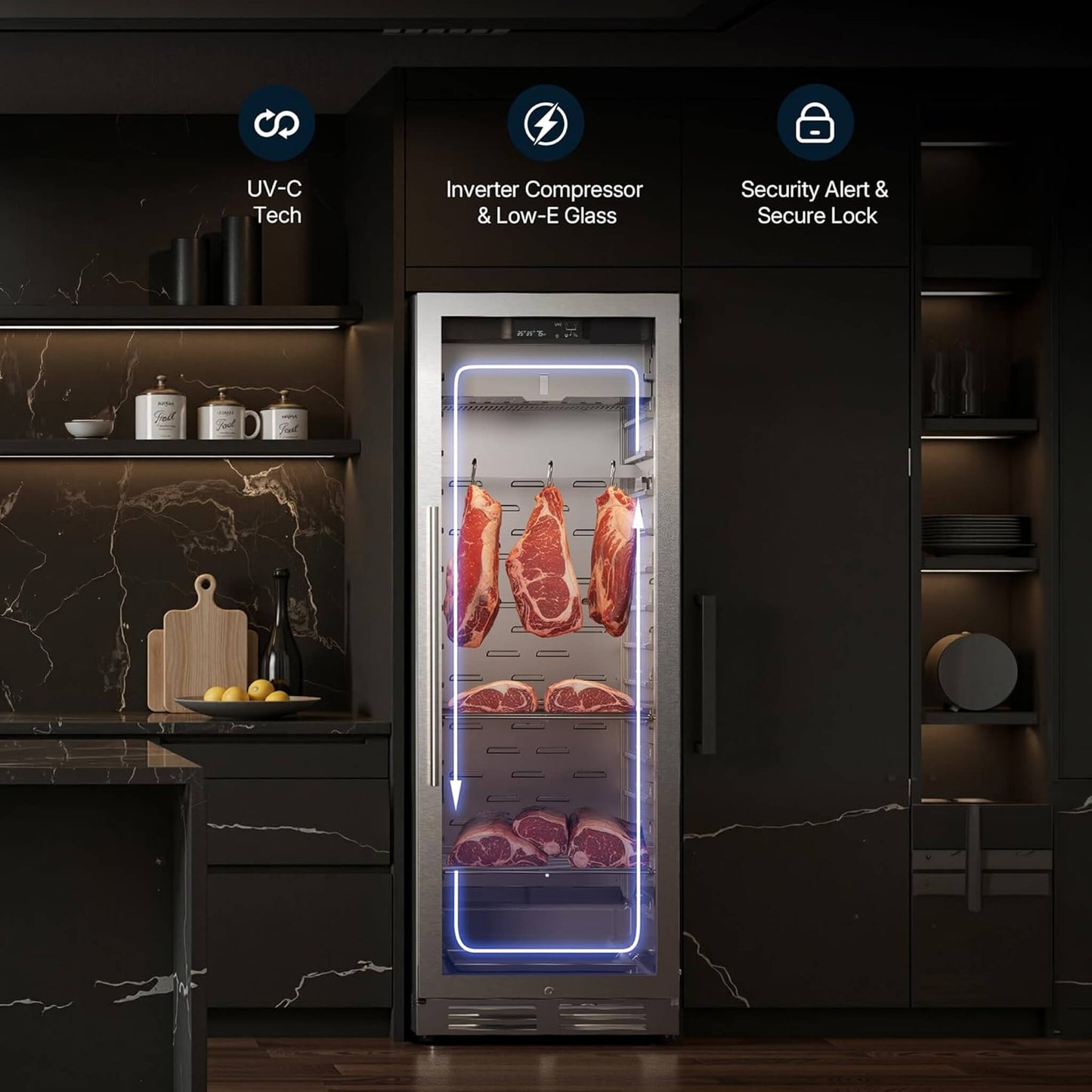 Commercial 12.5 Cu.Ft Dry Aging Fridge for Steaks, Beef, Lamb, and Ham