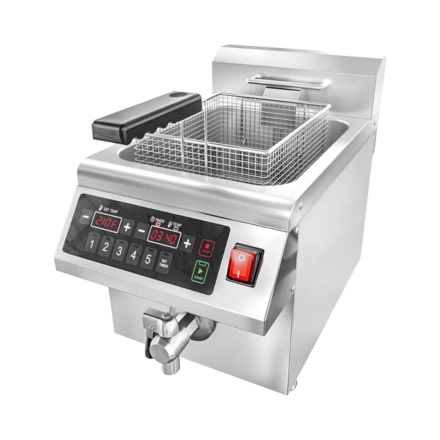 Commercial 12.6 QT 1800W Electric Induction Deep Fryer with Timer