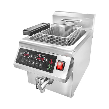 Commercial 12.6 QT 1800W Electric Induction Deep Fryer with Timer