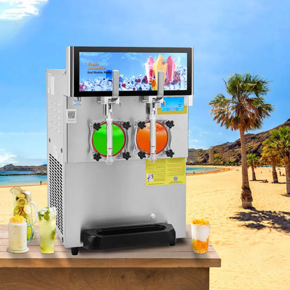 16L Commercial 1155W Double Bowl Stainless Steel Slushy Margarita Machine