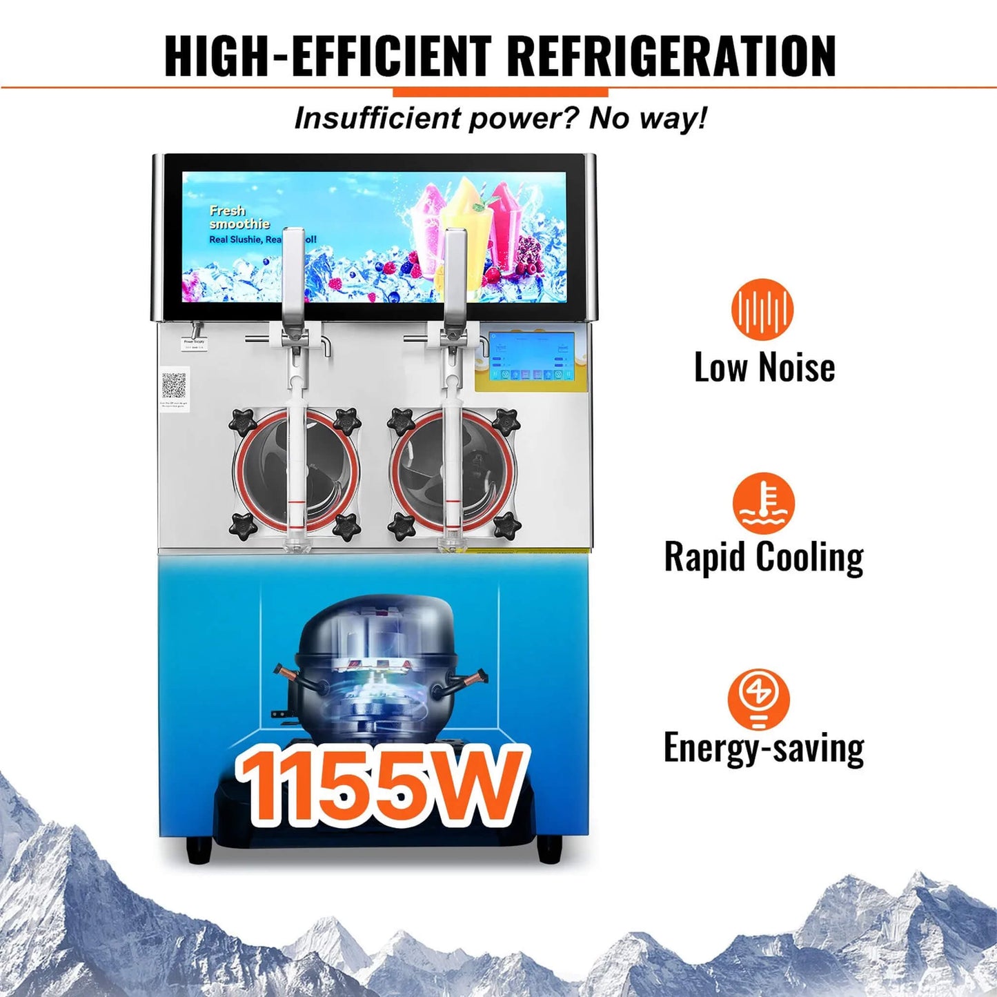 16L Commercial 1155W Double Bowl Stainless Steel Slushy Margarita Machine