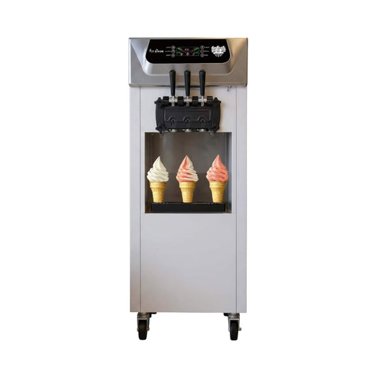 Commercial 2200W 3-Flavor Freestanding Soft Serve Ice Cream Machine with Auto Clean