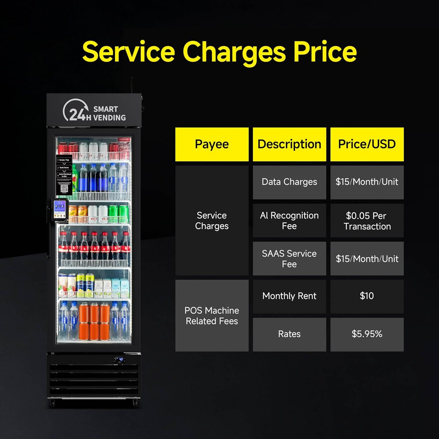 Commercial 252-Bottle AI-Powered Combo Refrigerated Vending Machine with Self-Checkout