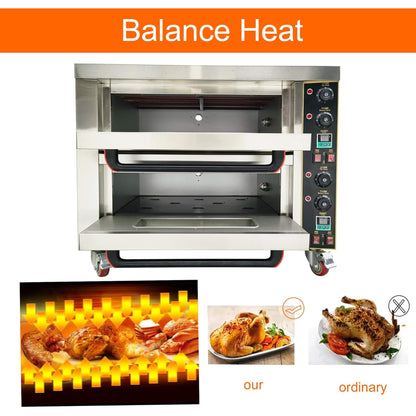 6400W Commercial Electric Double Deck Convection Baking Pizza Oven