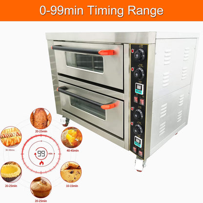 6400W Commercial Electric Double Deck Convection Baking Pizza Oven