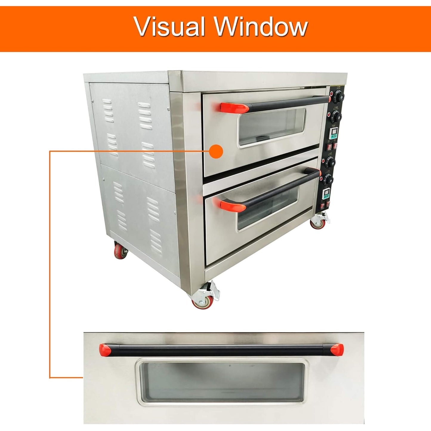 6400W Commercial Electric Double Deck Convection Baking Pizza Oven