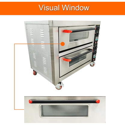 6400W Commercial Electric Double Deck Convection Baking Pizza Oven