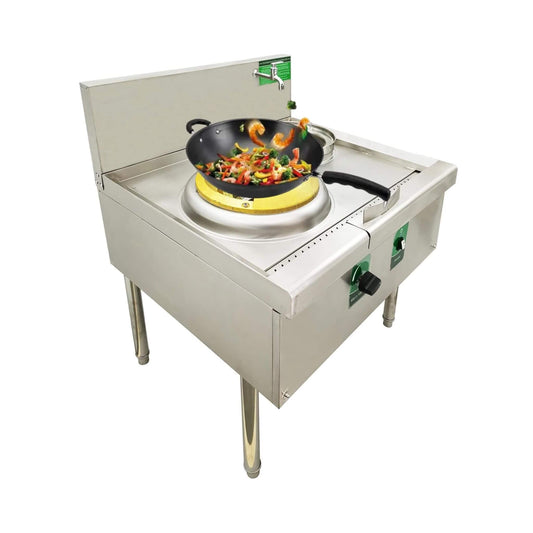 Commercial 85300 BTU Stainless Steel Single-Burner LPG NG Wok Stove