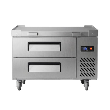 Commercial Double Drawer Undercounter Worktop Fridge with Chef Base and Wheels