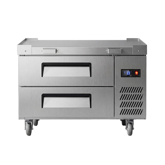 Commercial Double Drawer Undercounter Worktop Fridge with Chef Base and Wheels