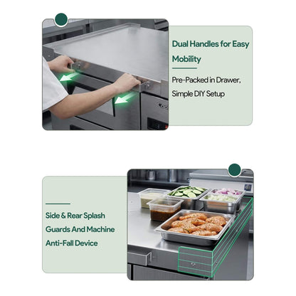 Commercial Double Drawer Undercounter Worktop Fridge with Chef Base and Wheels