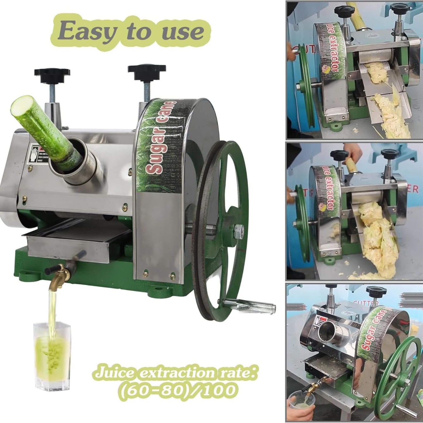 Heavy-Duty Commercial Manual Stainless Steel Sugar Cane Juicer