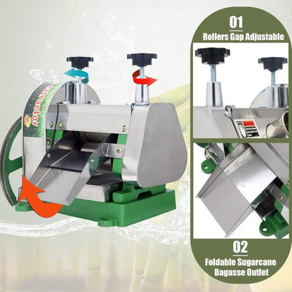 Heavy-Duty Commercial Manual Stainless Steel Sugar Cane Juicer