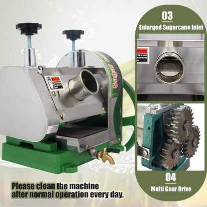 Heavy-Duty Commercial Manual Stainless Steel Sugar Cane Juicer