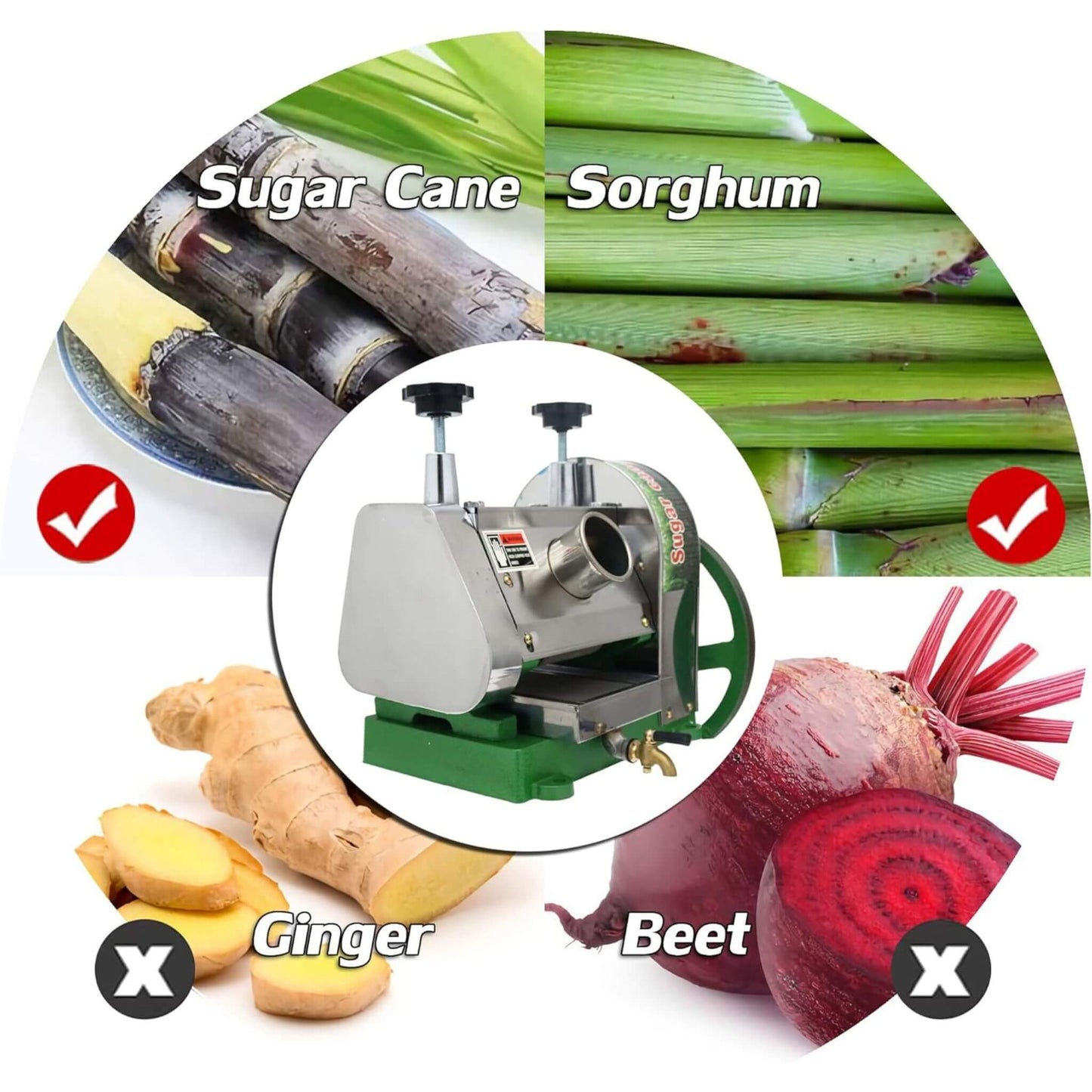 Heavy-Duty Commercial Manual Stainless Steel Sugar Cane Juicer