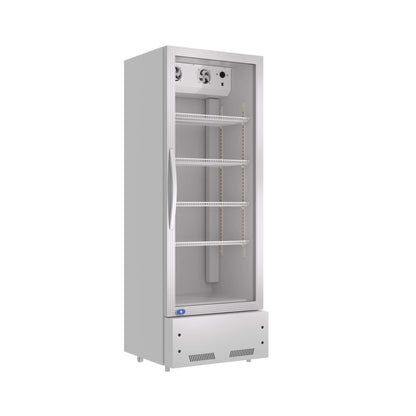 Commercial Single Glass Door Upright Beverage Cooler Refrigerator with LED Lighting