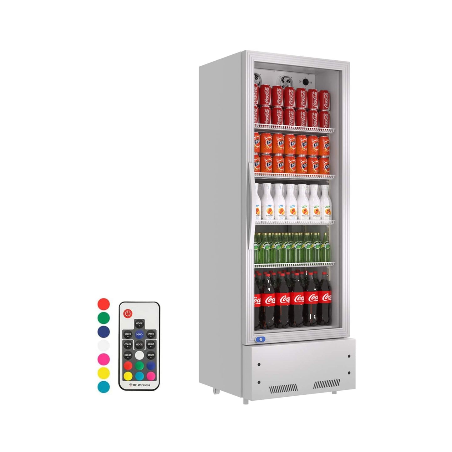 Commercial Single Glass Door Upright Beverage Cooler Refrigerator with LED Lighting