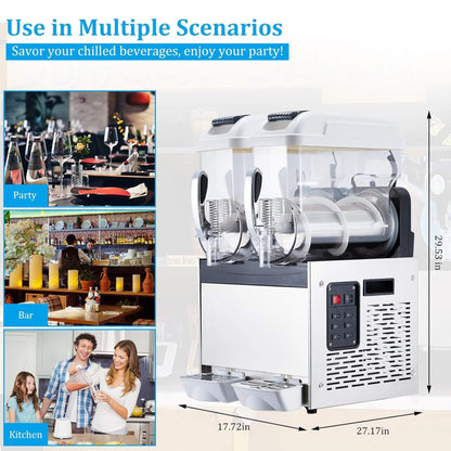 24L Commercial Stainless Steel Frozen Slush Machine with Auto Clean