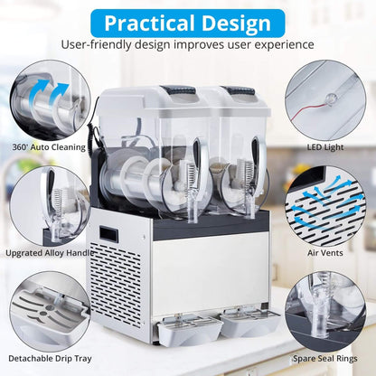 24L Commercial Stainless Steel Frozen Slush Machine with Auto Clean