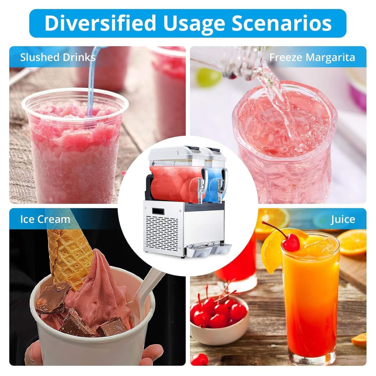 24L Commercial Stainless Steel Frozen Slush Machine with Auto Clean