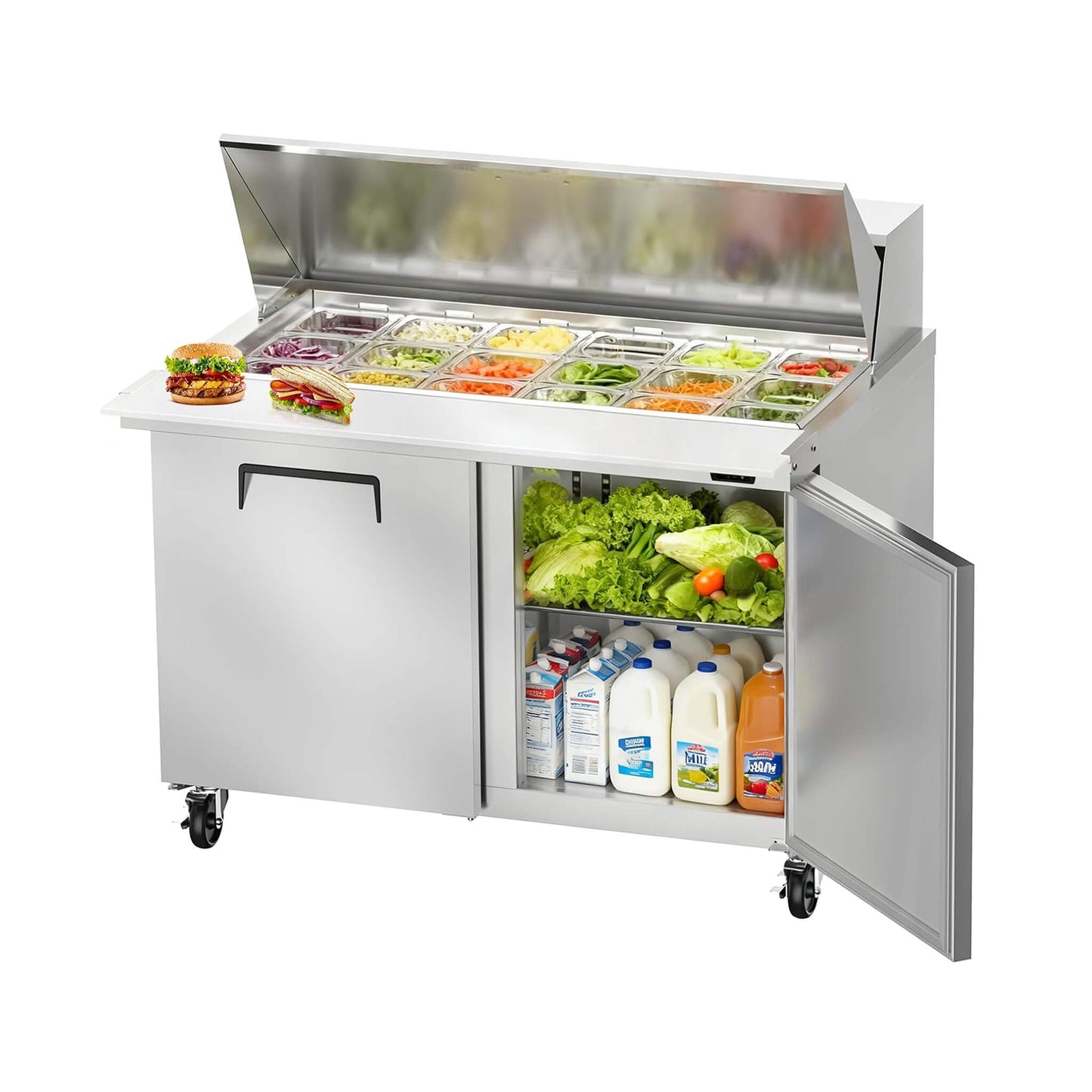 Commercial Stainless Steel Sandwich Prep Table Refrigerator