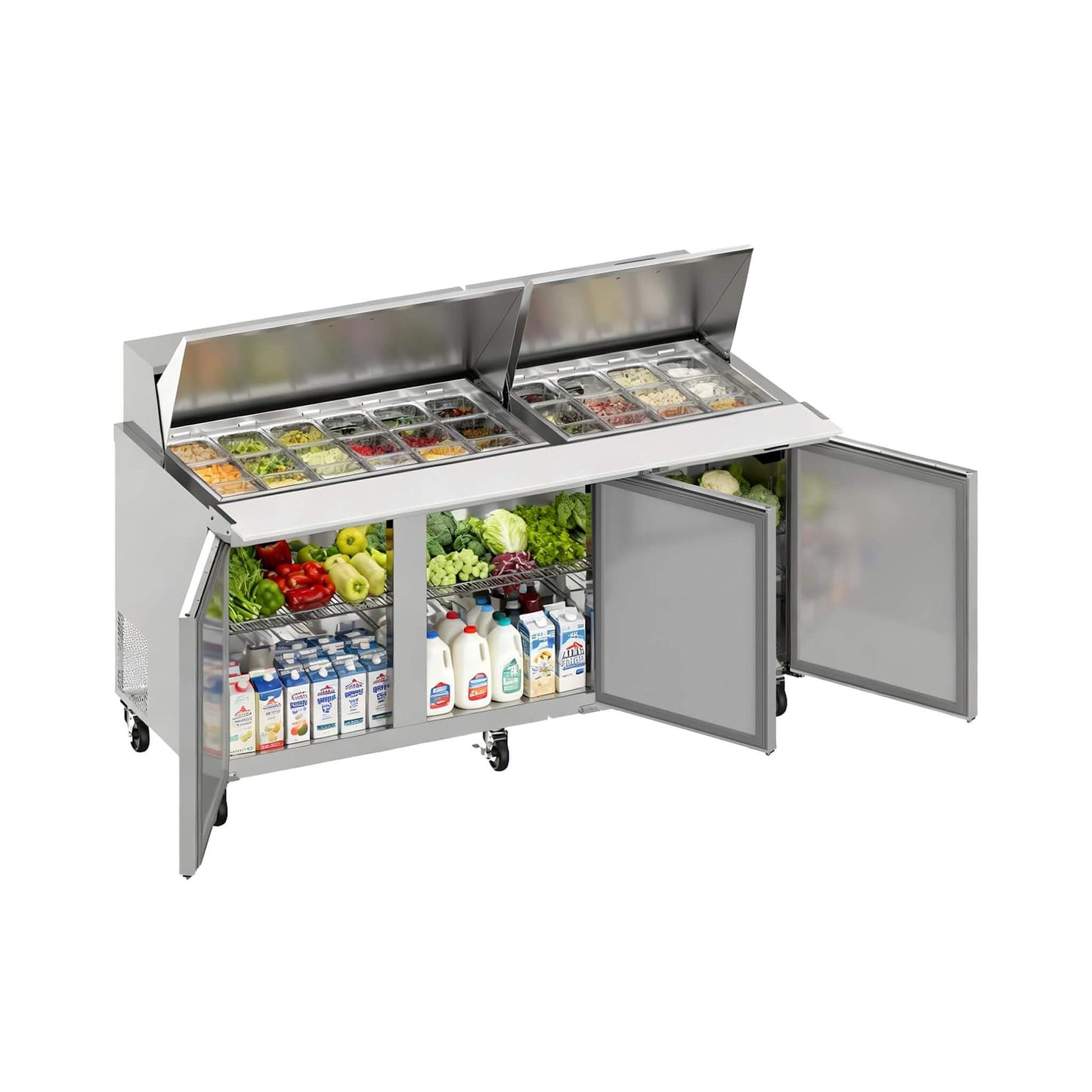 Commercial Stainless Steel Sandwich Prep Table Refrigerator