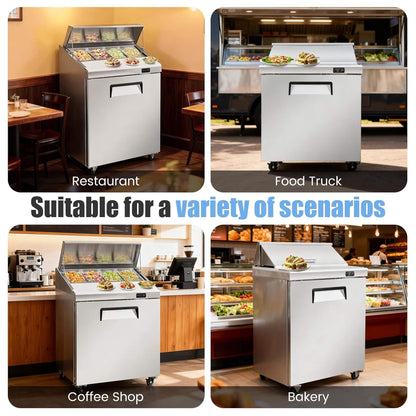 Commercial Stainless Steel Sandwich Prep Table Refrigerator