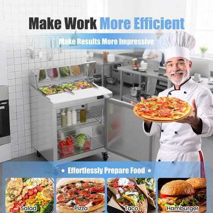 Commercial Stainless Steel Sandwich Prep Table Refrigerator