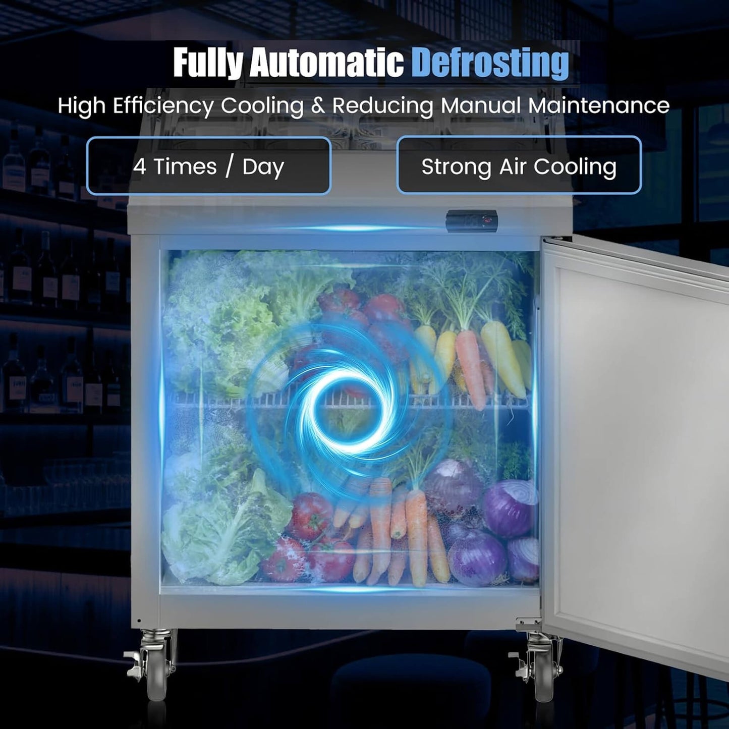 Commercial Stainless Steel Sandwich Prep Table Refrigerator