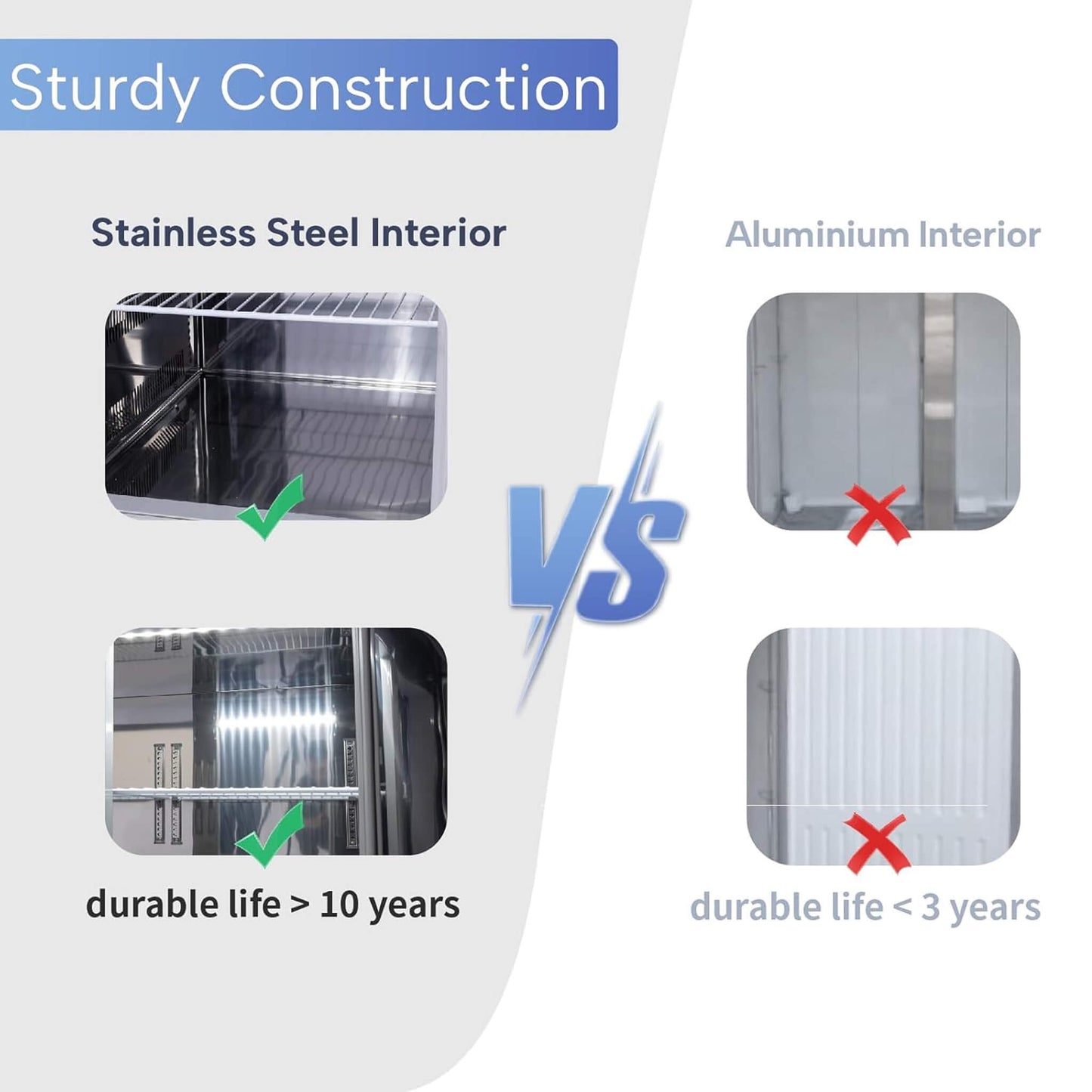 Heavy-Duty Commercial Stainless Steel Undercounter Worktop Freezer