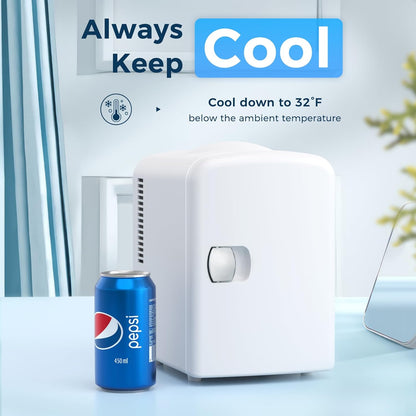 Compact Refrigerator Portable Mini Fridge Skin Care 4L Capacity 6 Cans F3404