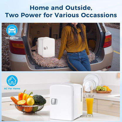 Compact Refrigerator Portable Mini Fridge Skin Care 4L Capacity 6 Cans F3404