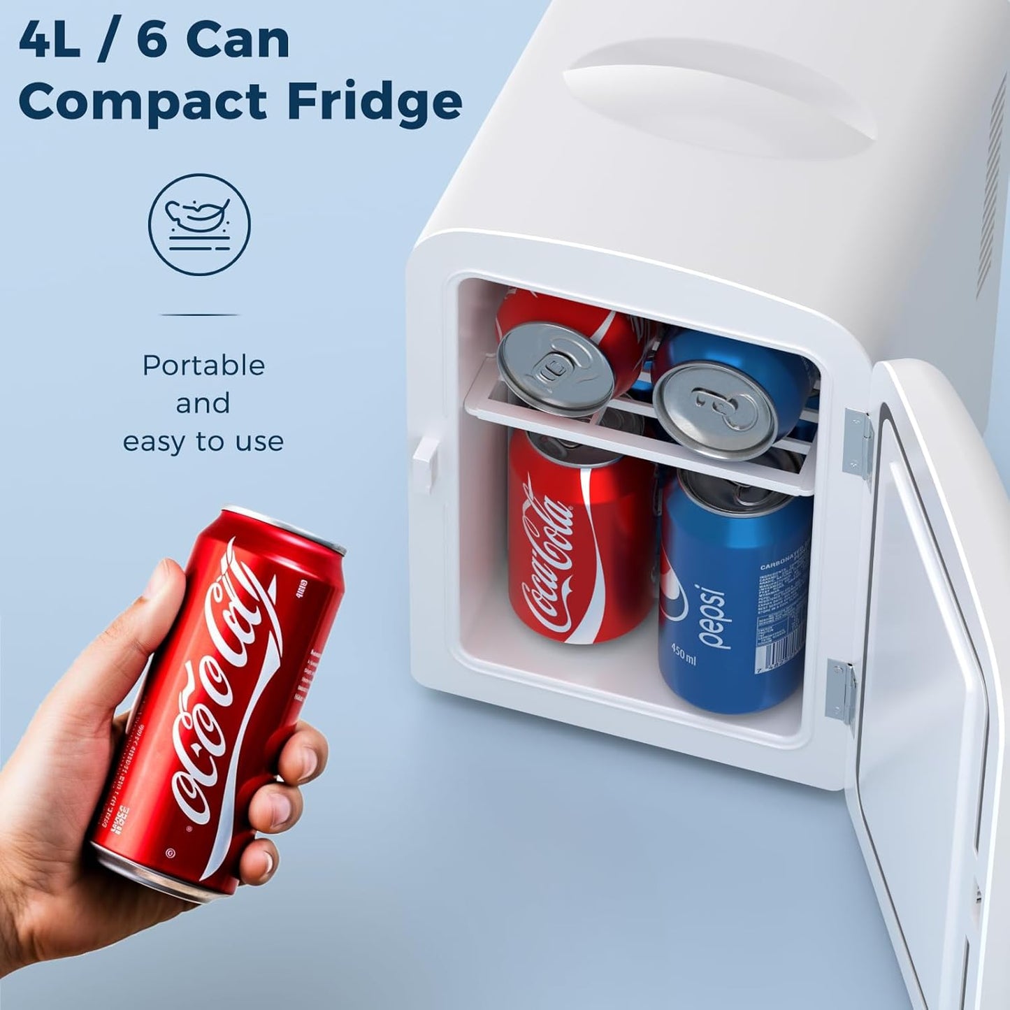 Compact Refrigerator Portable Mini Fridge Skin Care 4L Capacity 6 Cans F3404