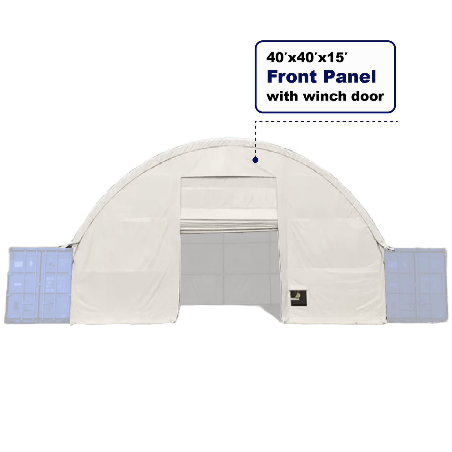 Front Wall with Winch door for Container Canopy Shelter 40FT x 40FT x 15FT