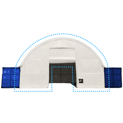 Front Wall with Winch door for Container Canopy Shelter 40FT x 40FT x 15FT