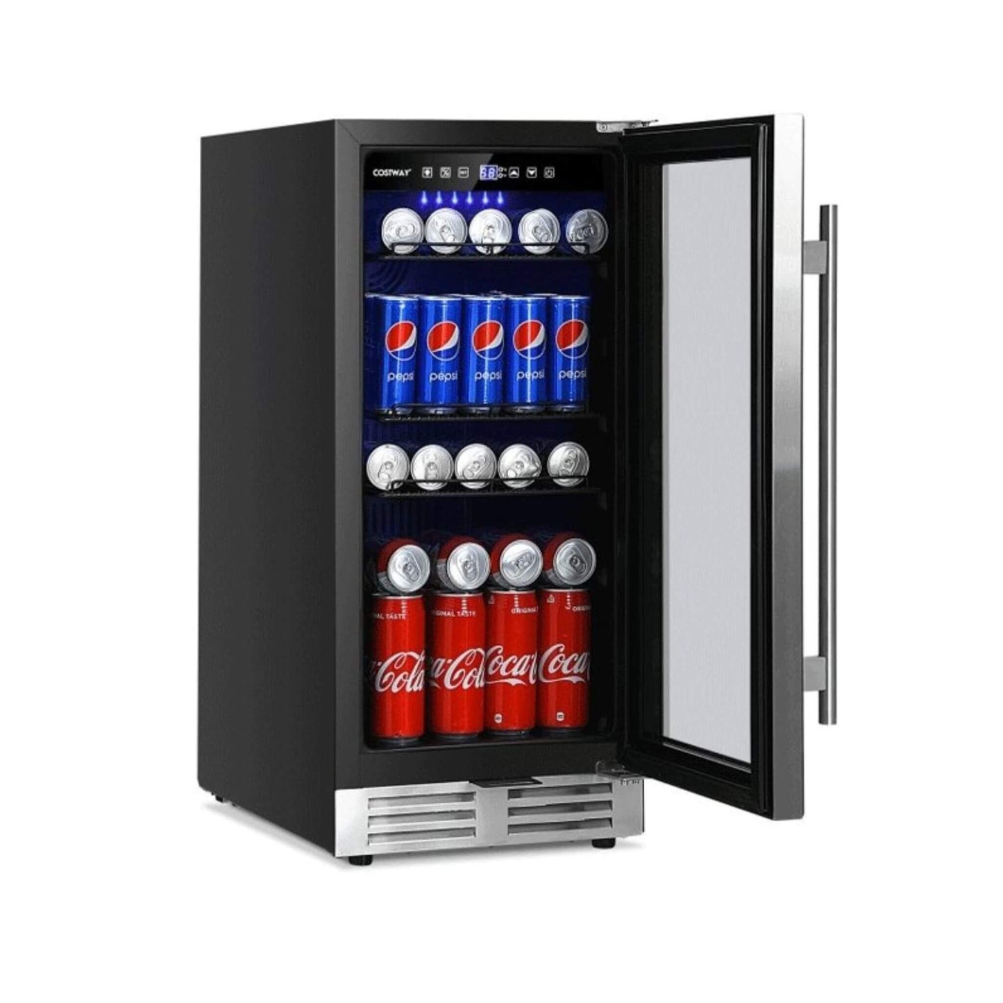 Premium 15" Tall Built-In Freestanding Beverage Cooler Refrigerator 100 Cans
