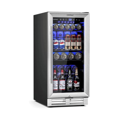 Premium 15" Tall Built-In Freestanding Beverage Cooler Refrigerator 100 Cans