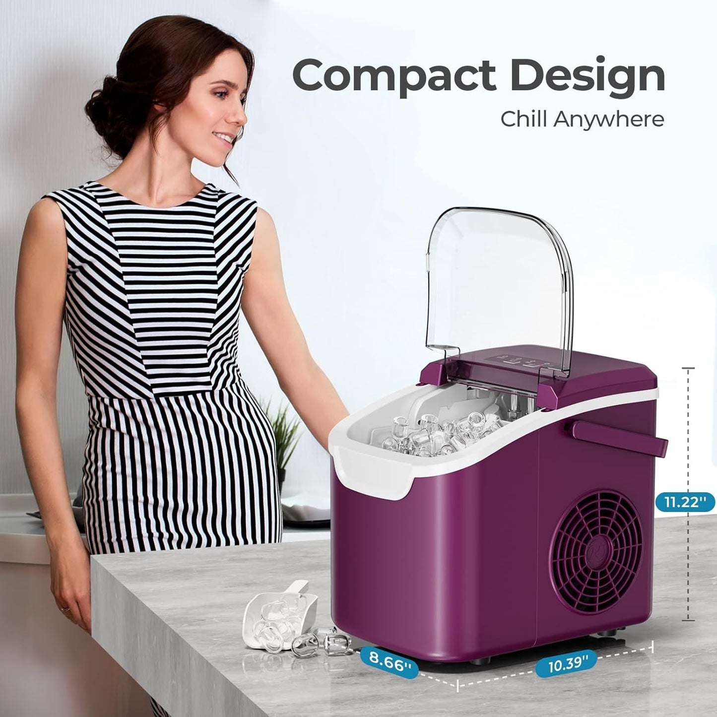 Countertop Ice Maker, 26 lbs Day Ice Production 58012RIM0