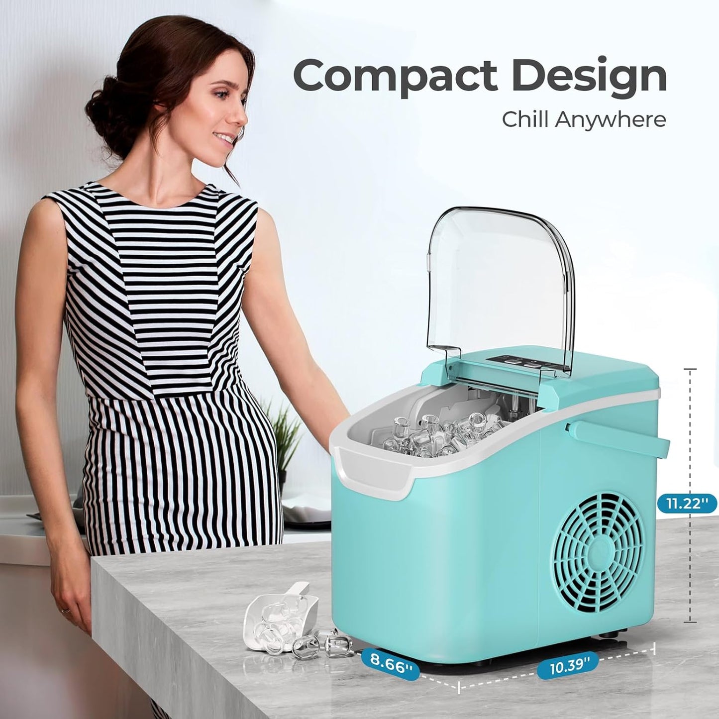 Countertop Ice Maker, 26 lbs Day Ice Production 58012RIM0