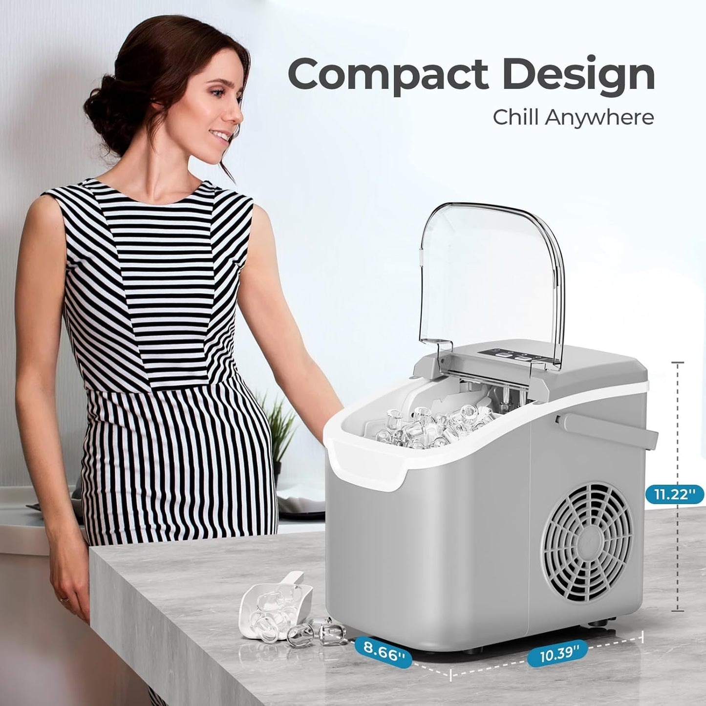 Countertop Ice Maker, 26 lbs Day Ice Production 58012RIM0
