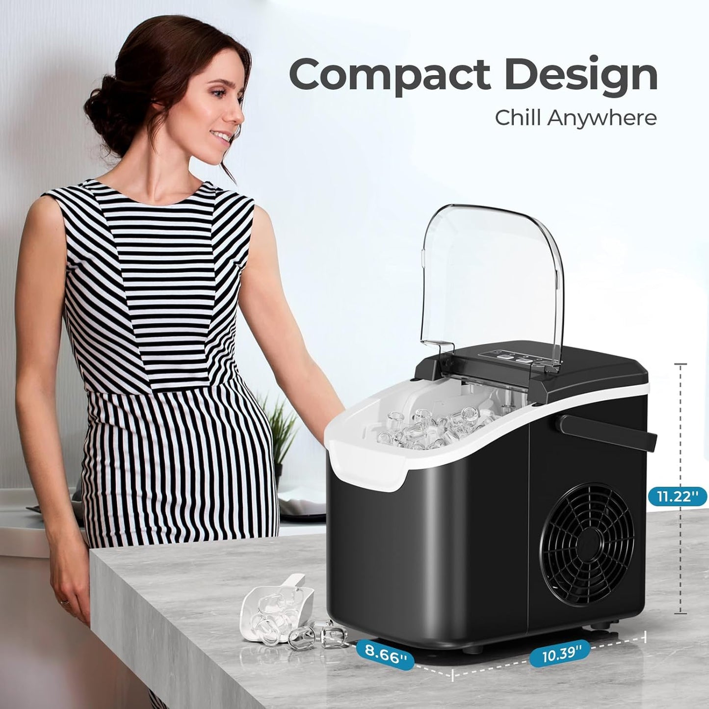 Countertop Ice Maker, 26 lbs Day Ice Production 58012RIM0
