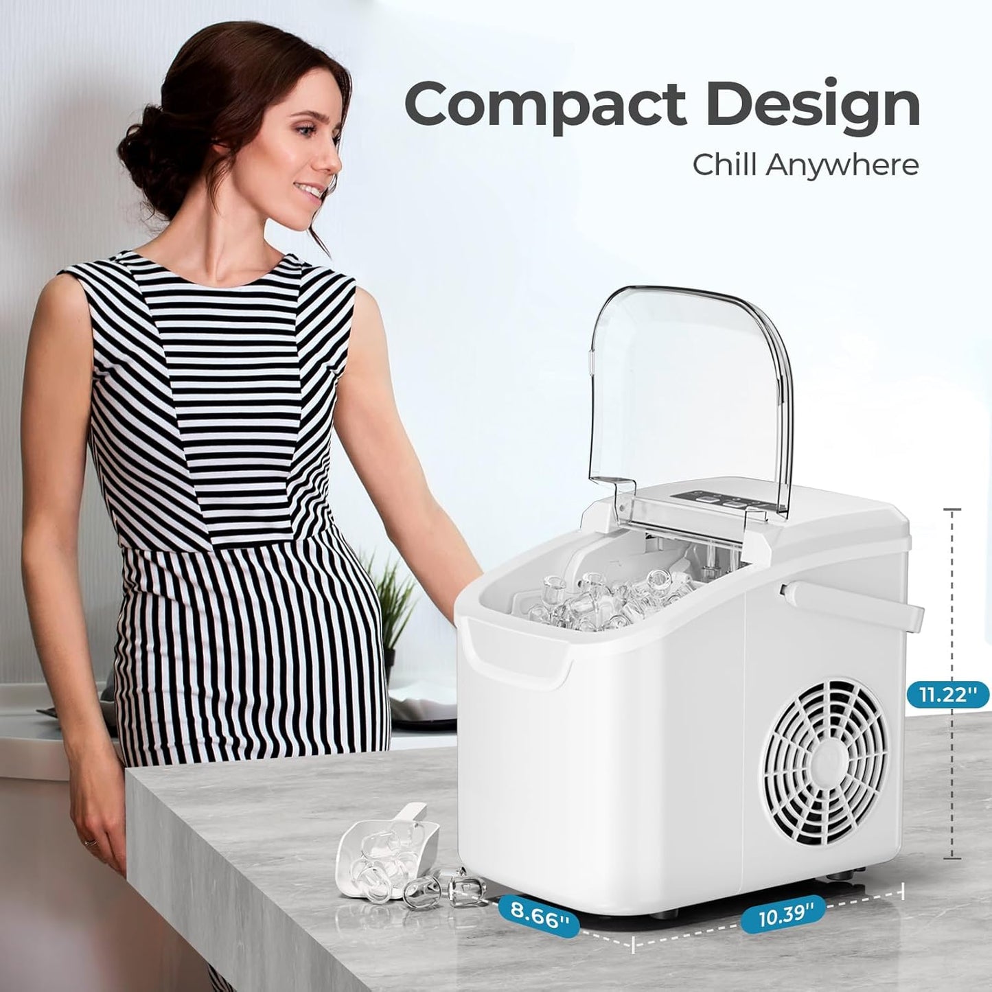 Countertop Ice Maker, 26 lbs Day Ice Production 58012RIM0
