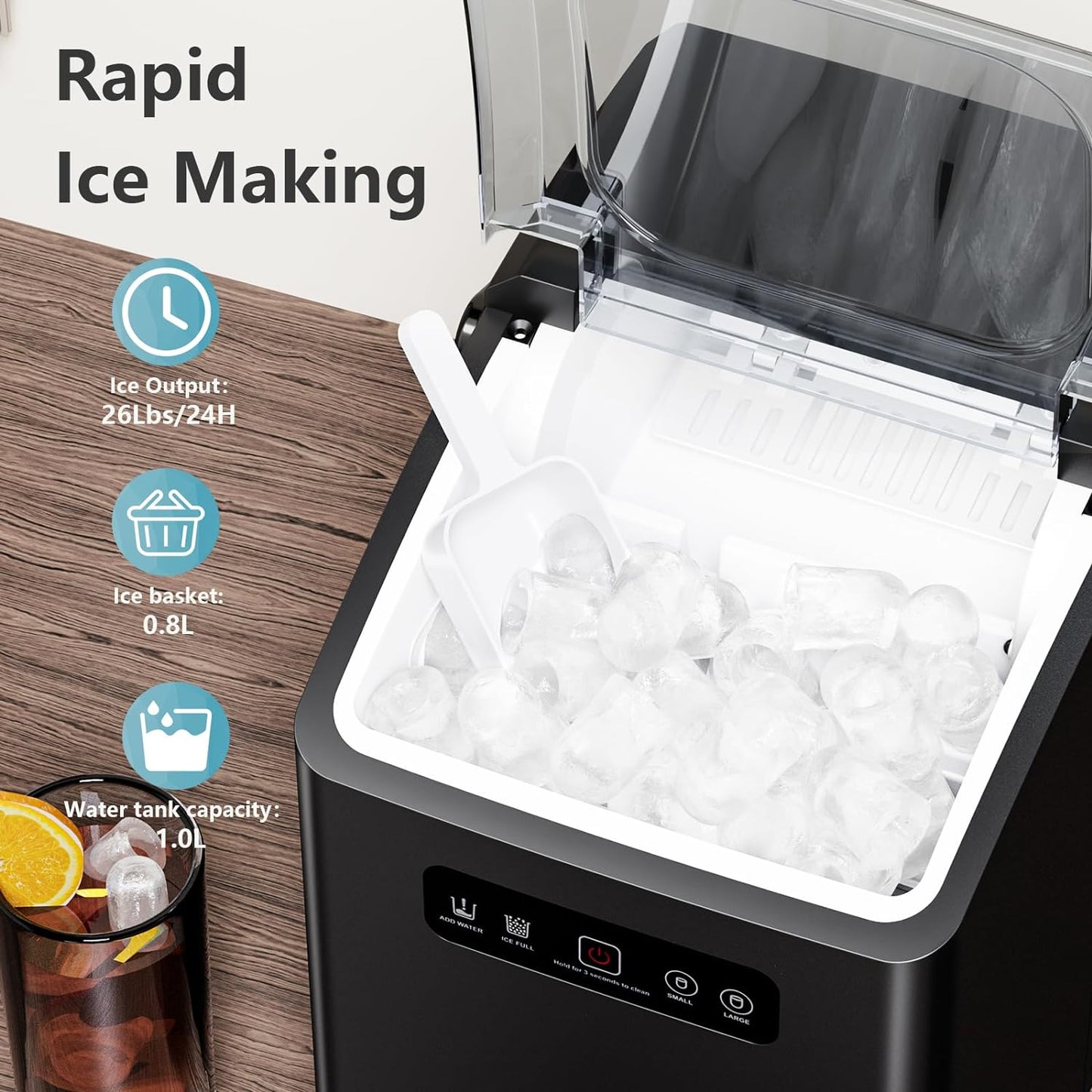 Countertop Ice Maker Portable for Home and Camping RV Z3424-BLACK