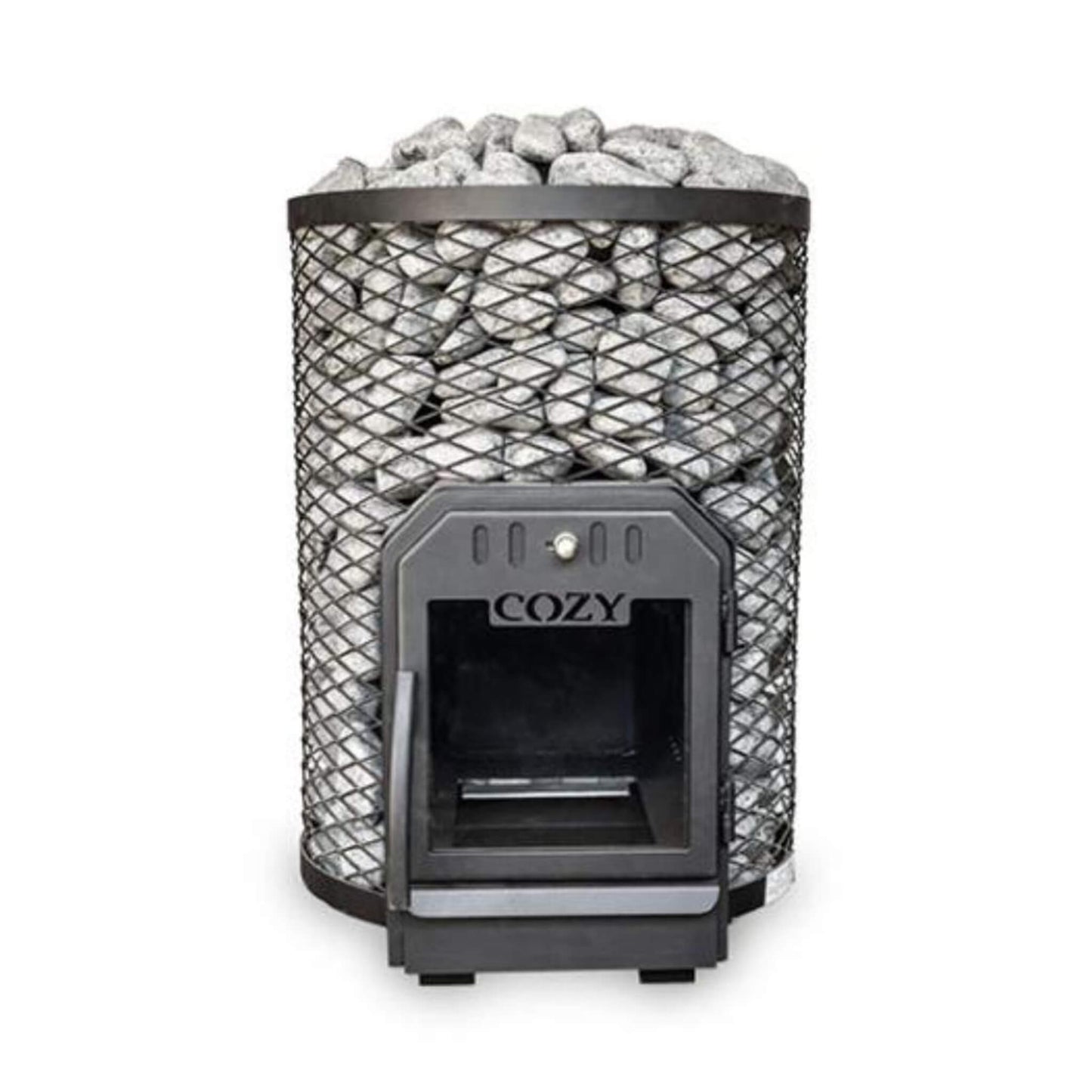 Cozy Heat O Thru-Wall Wood Burning Sauna Stove With Sauna Stones