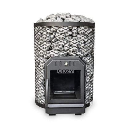 Cozy Heat O Thru-Wall Wood Burning Sauna Stove With Sauna Stones