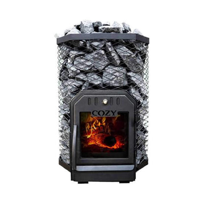 Cozy Heat Wood-Burning Floor Mount Sauna Stove With Chimney Kit And Sauna Stones