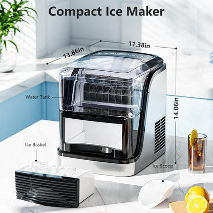 Cubic Ice Maker Machine 33 Lbs 24 Hrs 1.3 Lbs Ice Storage Capacity Black